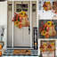 Décoration de porte d'Halloween orange grande guirlande d'hortensias décorative