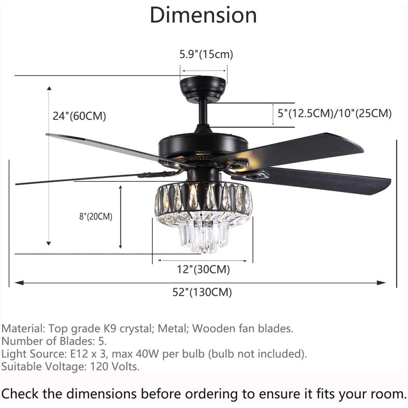Ventilateur de plafond 52 po avec lumières DEL Eichen