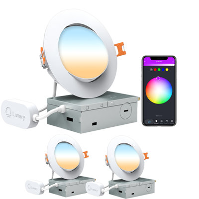 Lumary Adjustable Smart Gimbal Recessed Lighting, 355° Rotation & 20° Tilt, RGBWW Ceiling Light, Works with APP/Voice(2 Pack)
