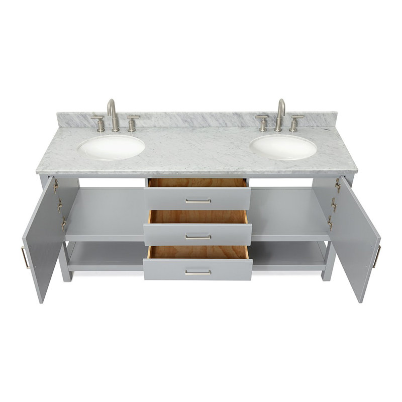 Bayhill 73'' W Double Vanity, 73", White, Oval