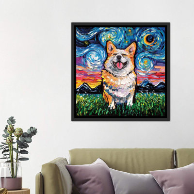 «Sourire Corgi Night» par Aja Trêves - reproduction d'art