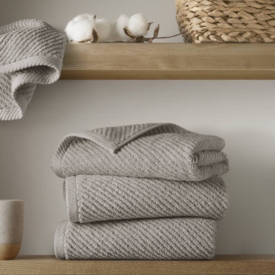 Diagonal Ribbed Grey 100% Cotton Quick Dry 4-Piece Hand Towel Set