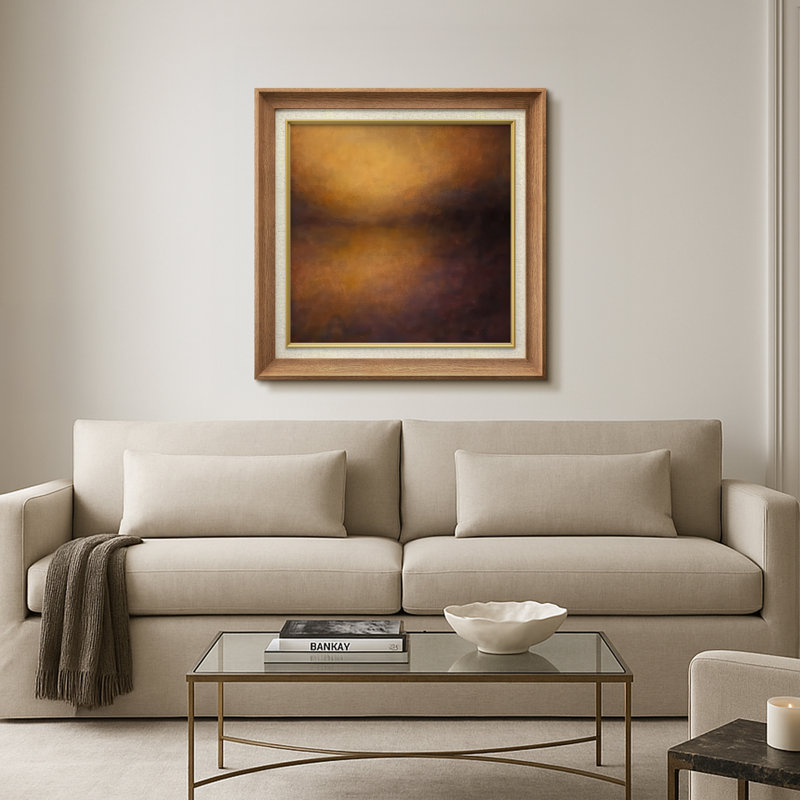 Golden Horizon Glow in Soft Ambient Light - Reproduction d'art encadrée sur papier, H 26 po x l 26 po x P 1,5 po