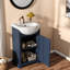 Meuble-lavabo compact de style français avec armoire bleue et lavabo en céramique