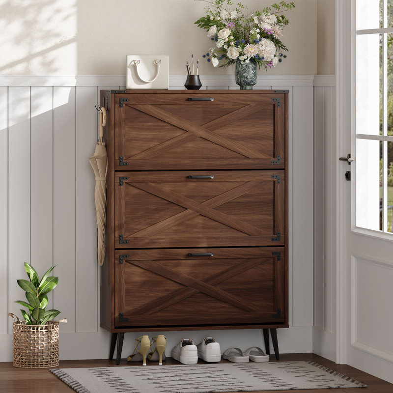 Armoire de rangement à chaussures Tomoye, Brun