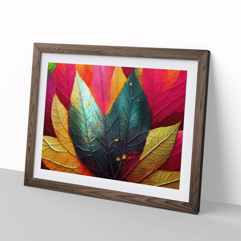 Magnificent Leaf - Single Picture Frame Print, 25cm H x 34cm W x 2cm D, Walnut