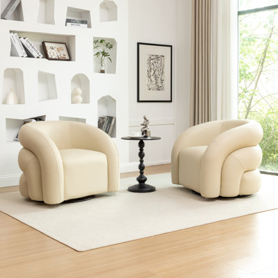 Coyle Artificial Leather Swivel Barrel Chair