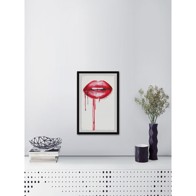 «Kissable Lips», reproduction encadrée, H 12 po x l 8 po x P 1,5 po