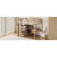 Lit mezzanine pleine grandeur en noyer avec armoire intégrée, bureau et tablettes pour le développement de la chambre à coucher avec atmosphère de tiroirs-130874195