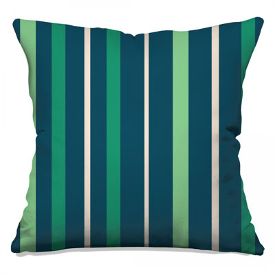 Green Blue Stripes Double Sided Throw Pillows
