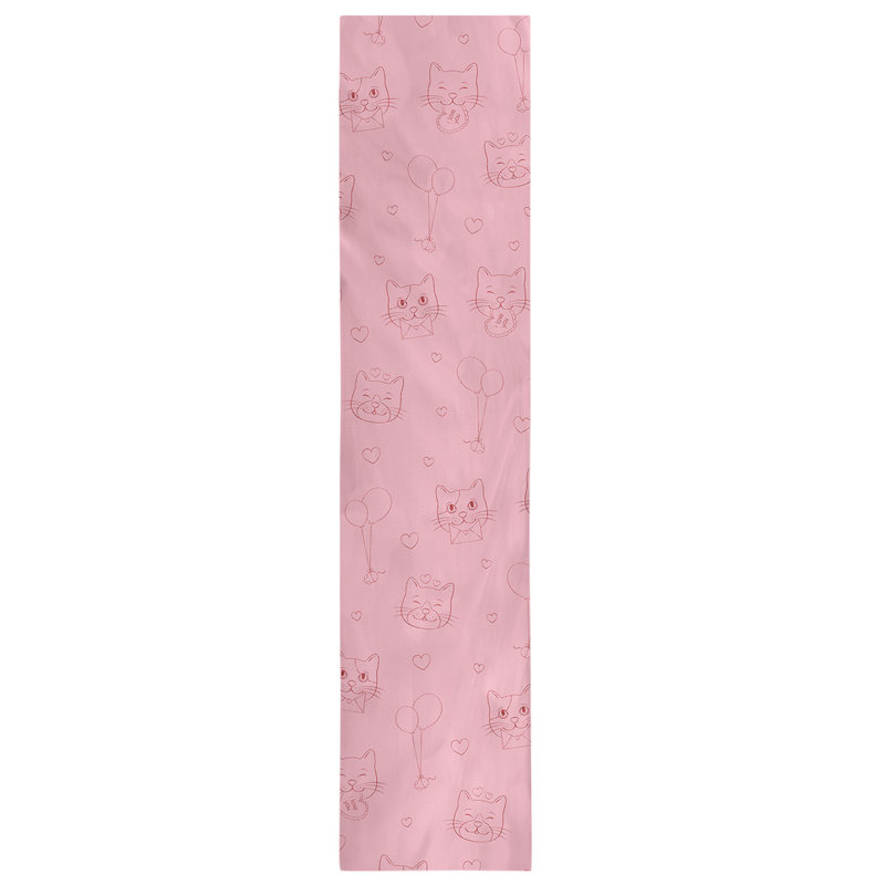 Chemin de table chats saint-valentin hol, L 72 po x l 16 po, Rose / Rouge, Mélange de coton