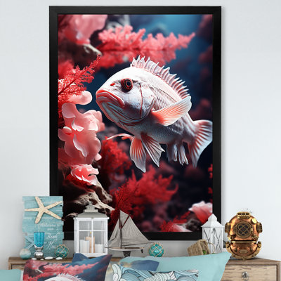 " Monochrome Pink And Gray Fish Dance I "