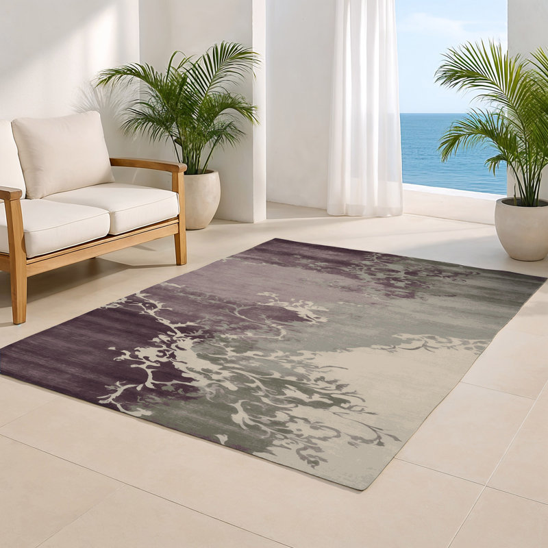 Watercolor Gray Indoor and Outdoor Area Rug, Rectangle 8' x 10'