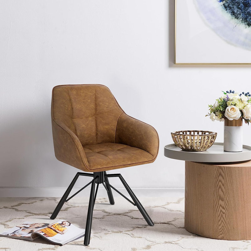 Loda 48cm H Upholstered Full Back Armchair, Light Brown