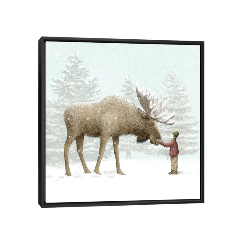 «Winter Moose» par Eric Fan - Impression sur toile, H 18 po x l 18 po x P 1,5 po, Pas de tapis