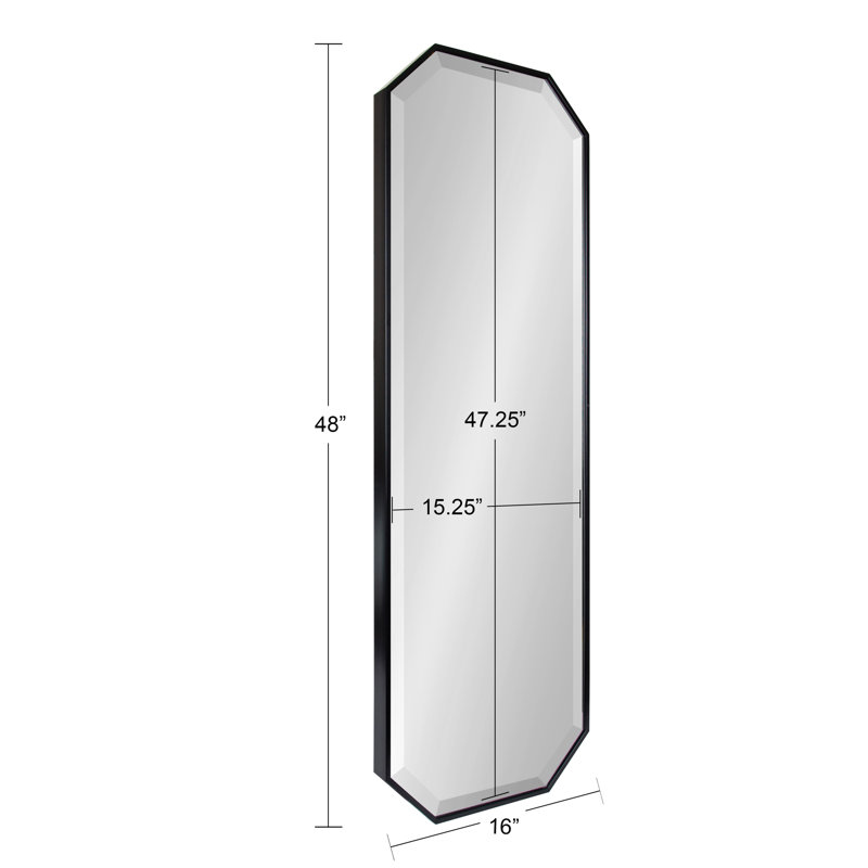 Logsdon Engineered Wood Flat Mirror, 48" x 17", Black