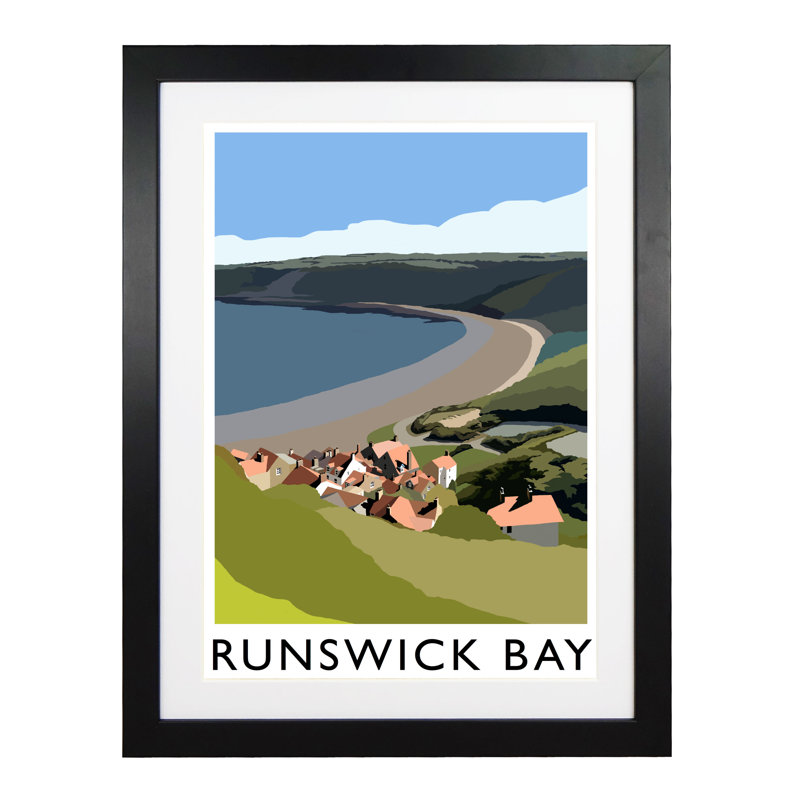 'Runswick Bay 2' by Richard O'Neil - Print, 54 cm H x 44 cm W x 2.2 cm D, Black Wood Frame