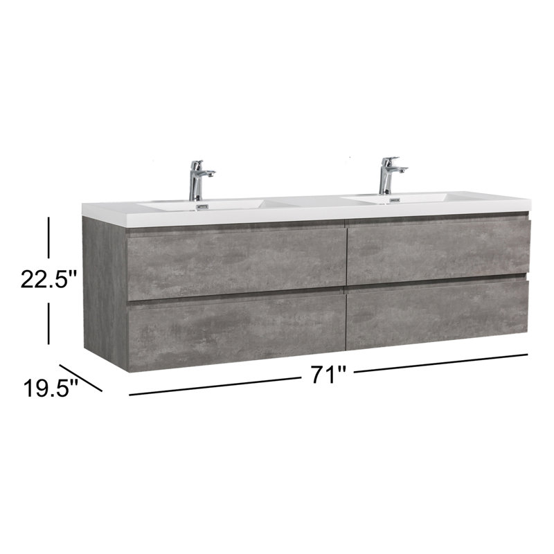 Ensemble de meuble-lavabo double mural 71 po Janyah