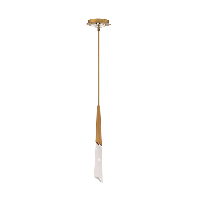Solitude 1 Light Crystal LED Mini Pendant, Aged Brass
