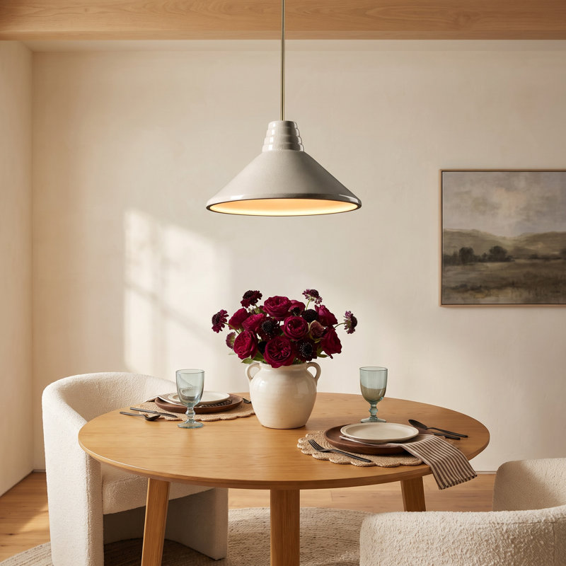 Roselle 1 - Light Cone Pendant, White Crackle, Antique Brass