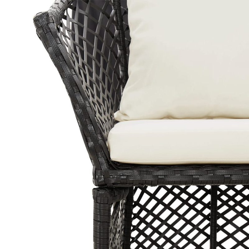 Chaise de patio avec coussins, Noir, Blanc
