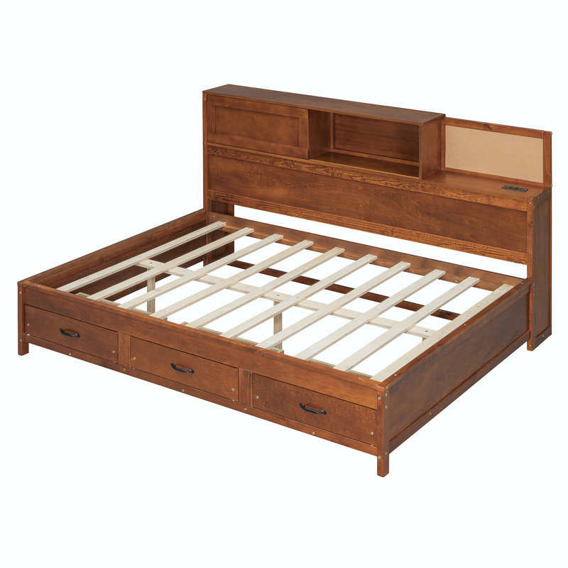 Wooden Daybed with 3 Storage Drawers, Full / Double, Walnut