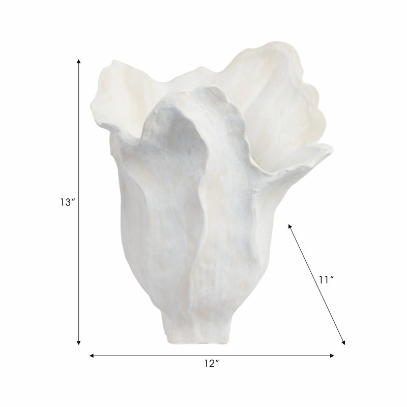 Sagebrook Home 16" Zaldana Large Porcelain Vase, Ivory, Ivory, 13" H x 12" W x 11" D
