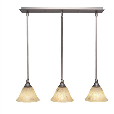 Luminaire suspendu linéaire à 3 lumières avec tige de 7 po