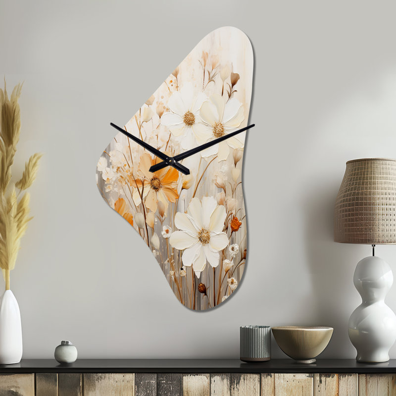 Sabna - Grande horloge murale blanche de forme Boomerang - Forme unique, Grand