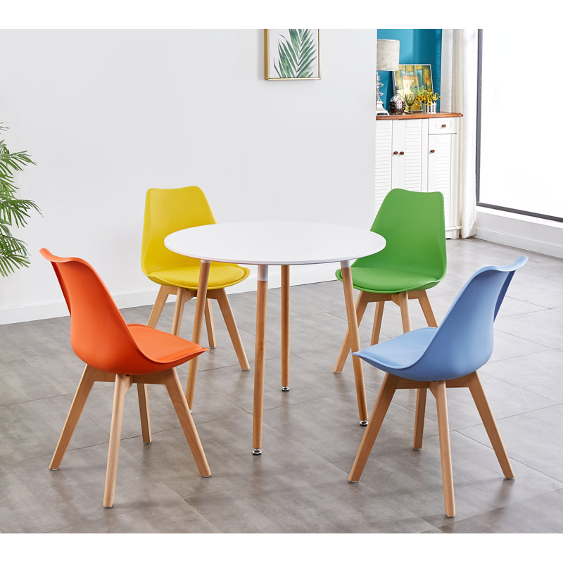 Cassian 4 - Person Dining Set, White, Multicolour