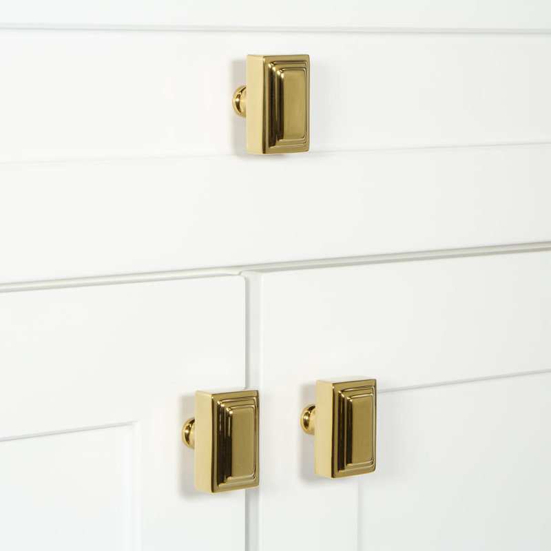 Carré Rectangular Cabinet Knob, Lifetime Brass