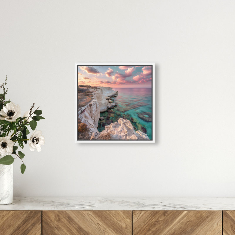 Coastal Edge IV Print by Oliver Gal, 13" H x 13" W, White Floater Frame