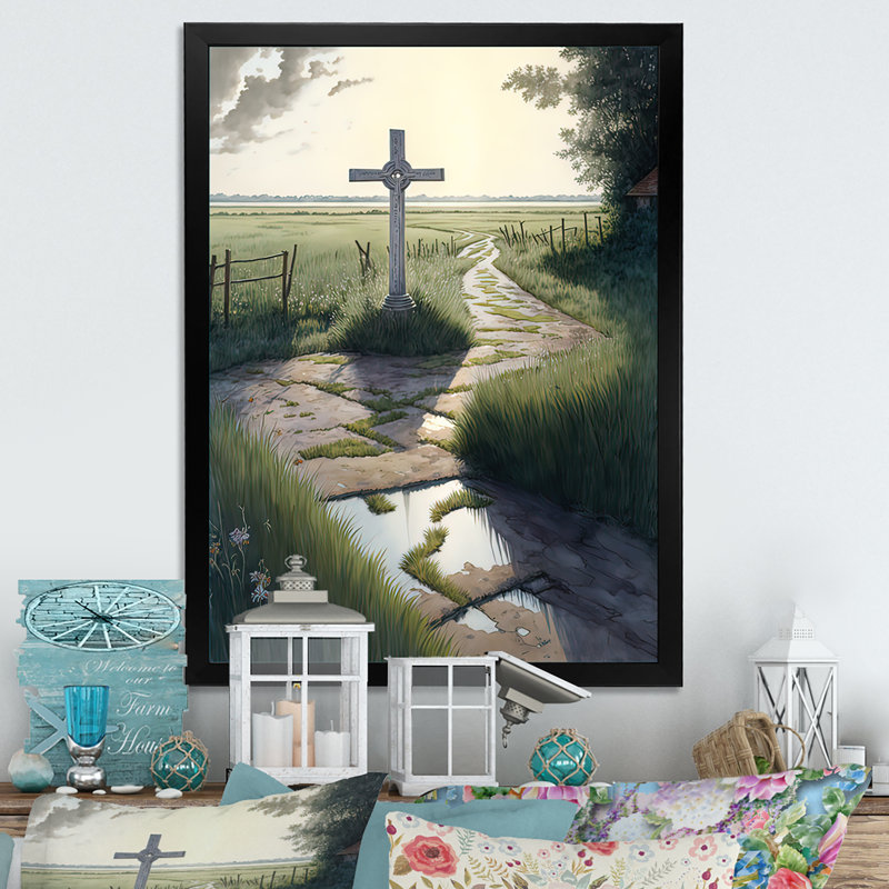 Cross Cross On Winding Path V - reproduction sur toile, Impression noire sur toile encadrée, H 32 po x l 24 po x P 1 po