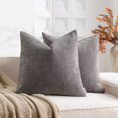 Soft Textured Slub Chenille Solid Cushion Cover Cozy Neutral Farmhouse Decorative Pillow Covers