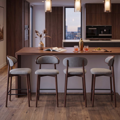 Wooden arc-shaped soft-panel bar stool