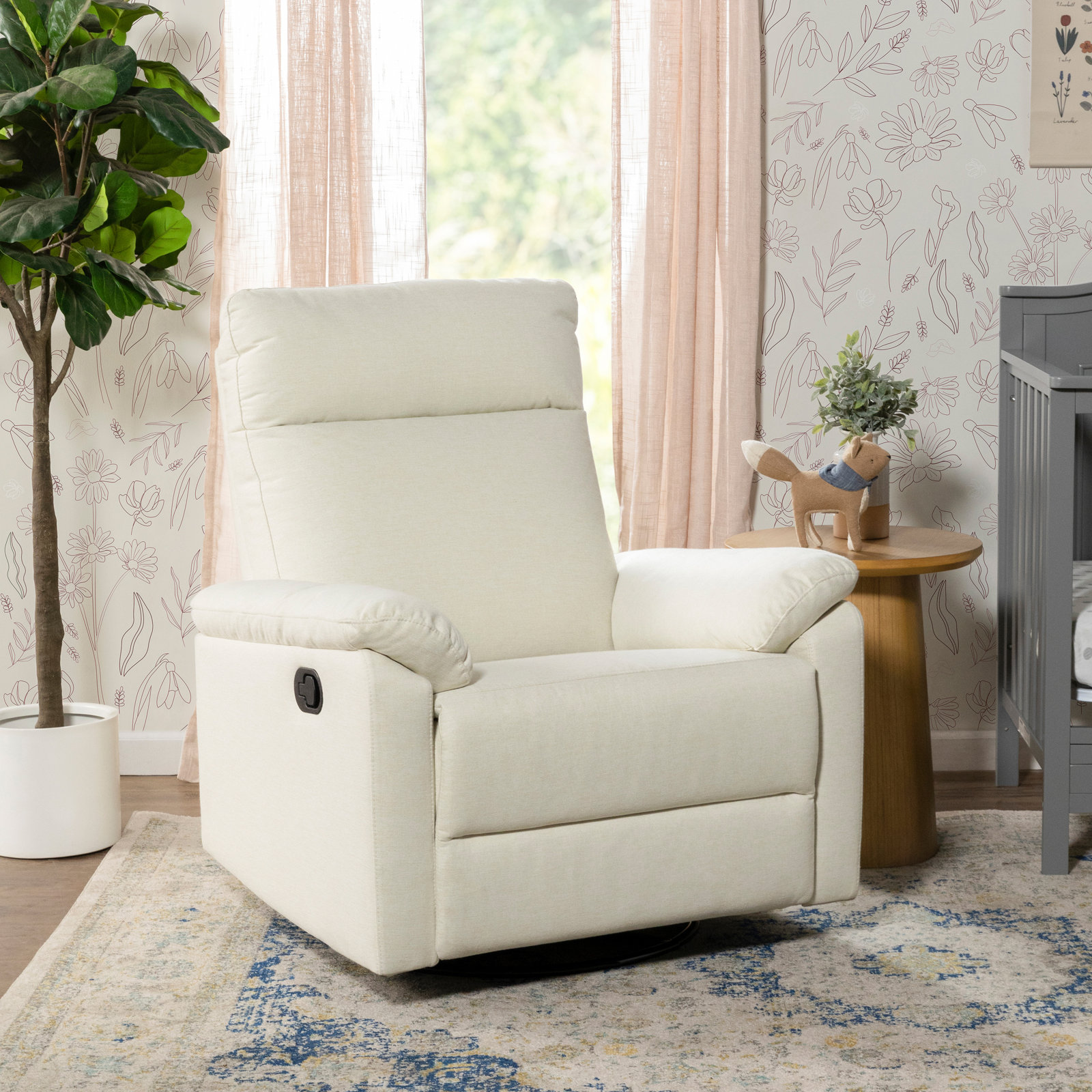 Suzy Recliner And Swivel Glider, Vanilla Polyester Blend