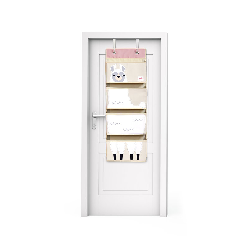 Llama Beige and White Hanging Wall Organizer with Hooks