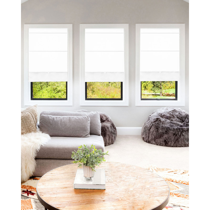 Semi Sheer Roman Shade, White, 27"W X 64"L