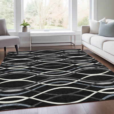 Tapis noir intérieur / extérieur lavable à la machine Lamanna ACN757