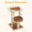 Arbre à chat à plusieurs niveaux avec deux lits et poteaux à griffer, tour pour chat pour grands chats et chatons, 27 po x 19 po x 16 po-139369251