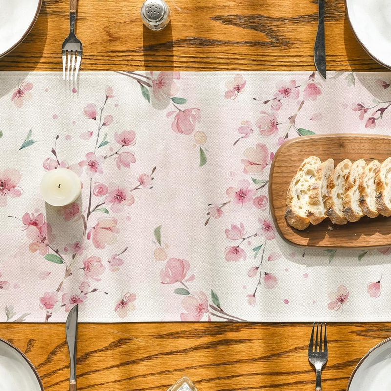 Cherry Blossom Table Runner - Pink - Spring/Summer, Floral Branch Design, Kitchen & Dining Decor, Pink, 7.2" L x 9.4" W