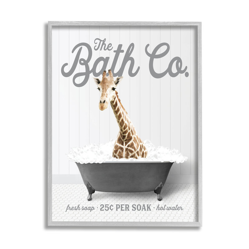" Giraffe In Bubble Bath ", 20" H x 16" W x 1.5" D