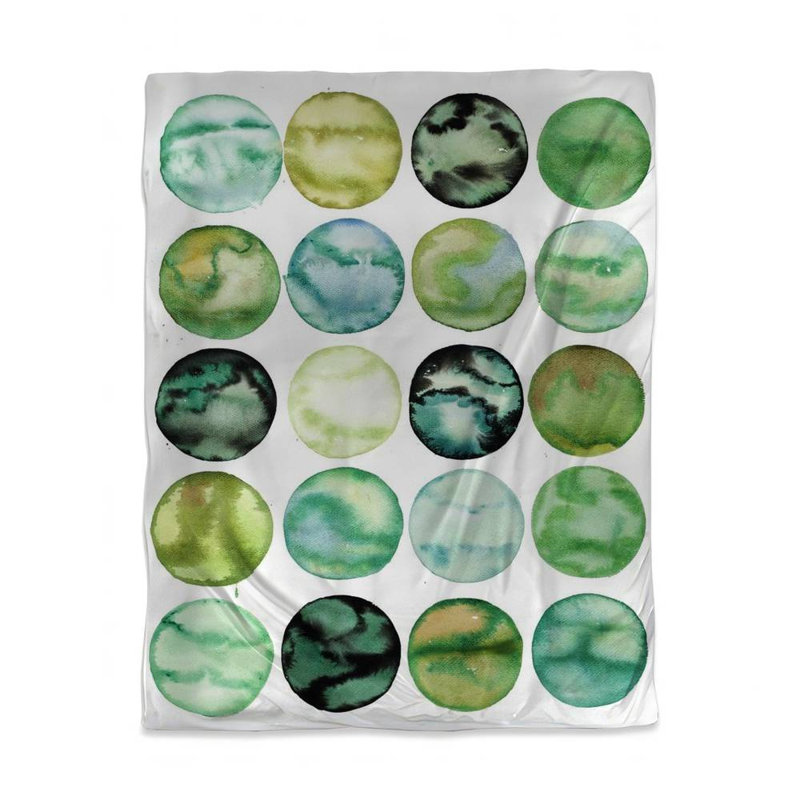 Polyester Sateen Duvet Cover, Twin Duvet, Blue Green Circles