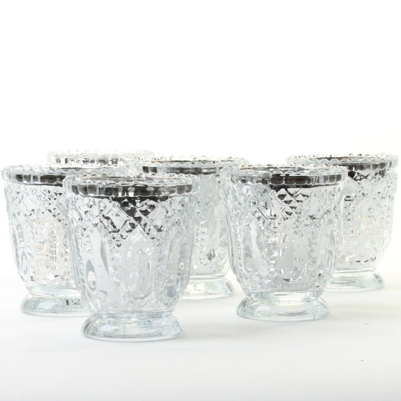 3'' H Glass Tabletop Votive Holder, Antique Silver