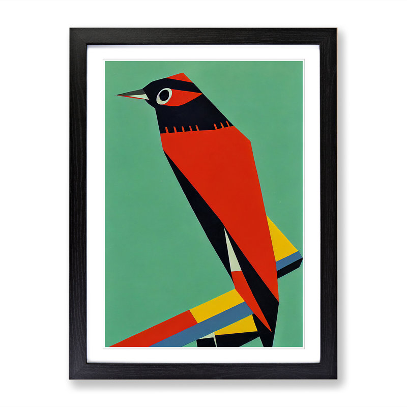 FRM-V0523-2945X Woodpecker Abstract Vol.1 1 Piece Single Picture Frame Wall Art, 46cm H x 34cm W x 2cm D, Black