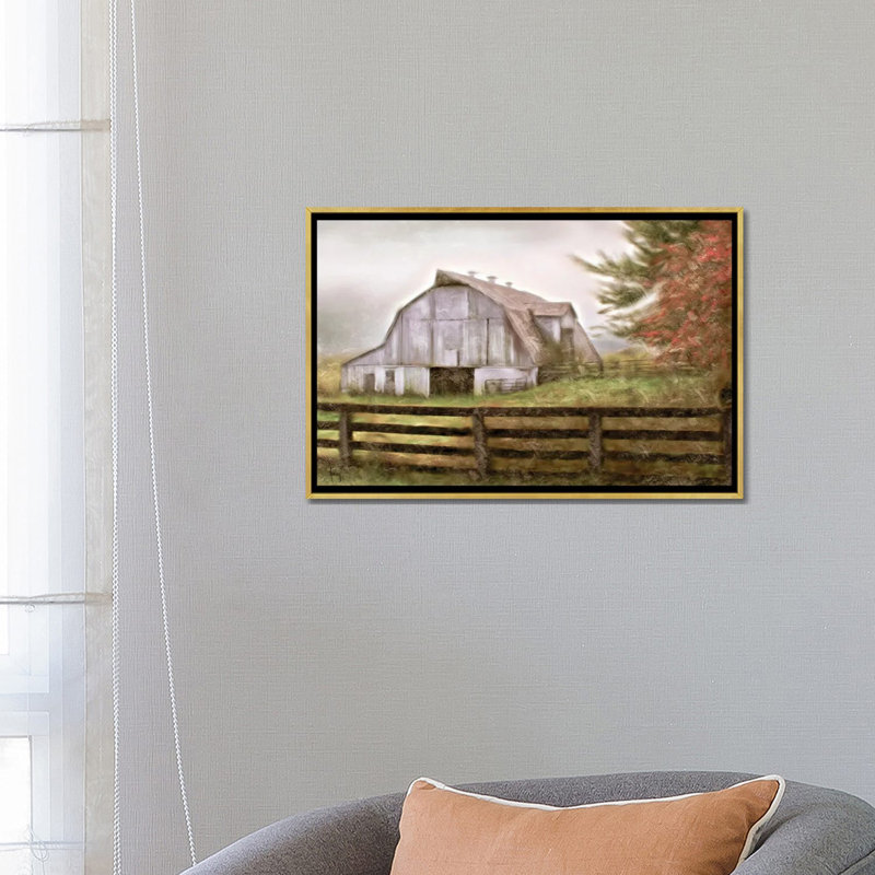 Rustic Barn - reproduction d'art mural , H 18 po x l 26 po, Impression encadrée sans passe-partout, Doré