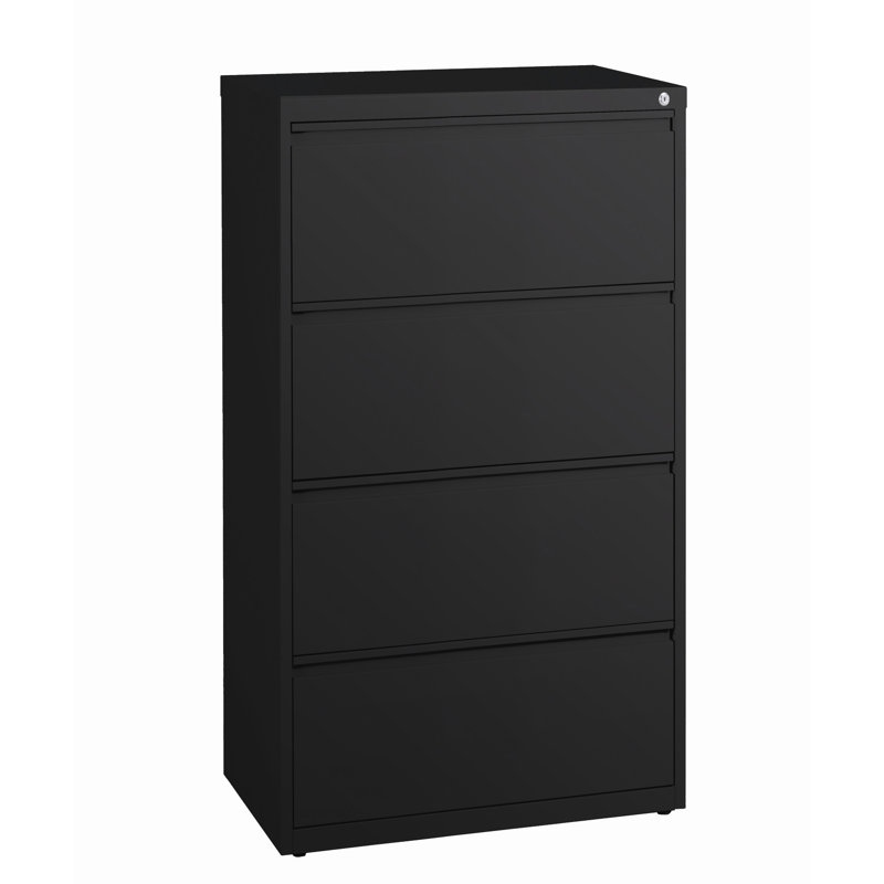 Troy 30'' Wide 4 -Drawer Steel File Cabinet, Black
