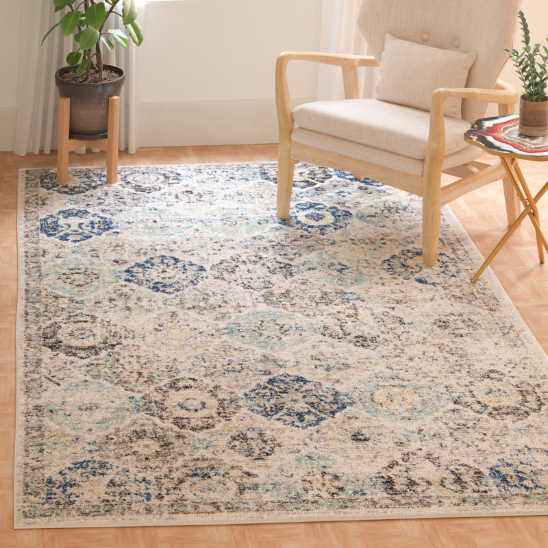 Kaylynn Ivory/Blue Rug, Rectangle 155 x 229 cm