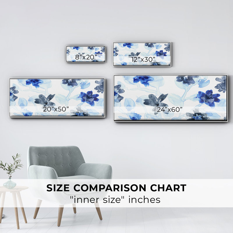 Blue Gossamer Garden - Toile avec cadre en V, H 20 po x l 50 po