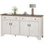 Buffet Farmhouse de 59 po de largeur avec 4 portes et 2 tiroirs, tablettes réglables, blanc-1363363116